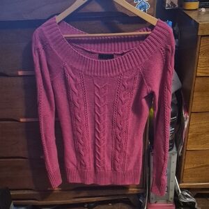 Guess Women's Fuchsia Cable Knit Sweater